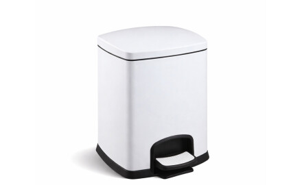 PREMIUM rechthoekige pedaalemmer 5 L, soft close / wit