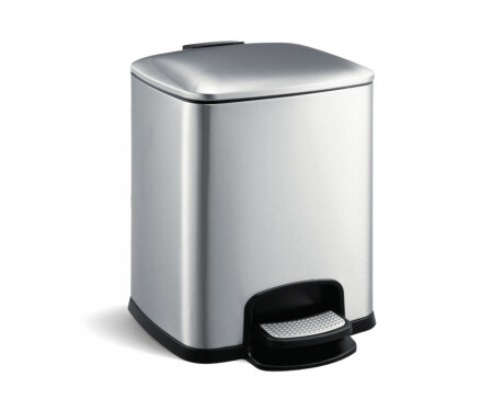 PREMIUM rechthoekige pedaalemmer 8 L, soft close / roestvrij staal satijn