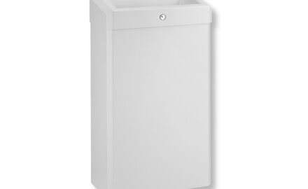 Afvalbak 30 L met open deksel, serie R1 / roestvrij staal, matwit