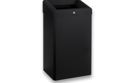 Afvalbak 49 L met open deksel, serie R1 / roestvrij staal, matzwart