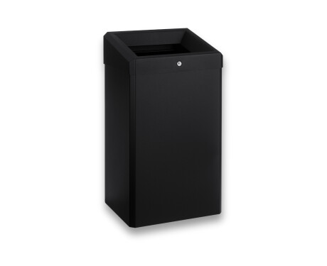 Afvalbak 49 L met open deksel, serie R1 / roestvrij staal, matzwart