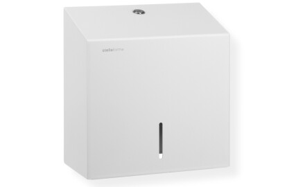 Vierkante toiletrolhouder voor rollen met een maximale diameter van 19 cm, serie R1 / roestvrij staal, matwit