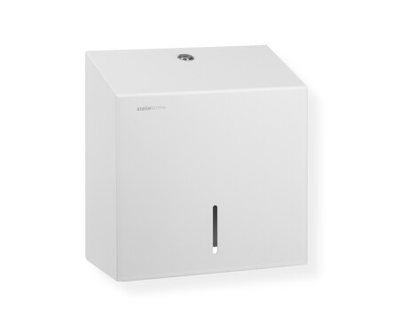 Vierkante toiletrolhouder voor rollen met een maximale diameter van 19 cm, serie R1 / roestvrij staal, matwit