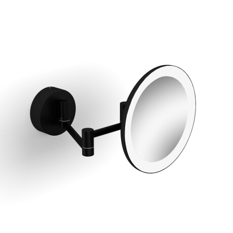 Make-upspiegel met 3x vergroting, rond, LED-verlichting (warme/koude lichtkleur), kantelbaar, dubbele beweegbare arm / matzwart #1