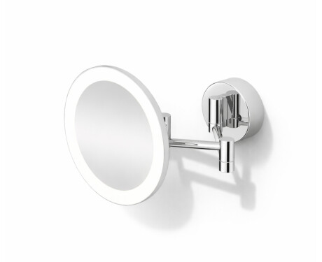 Make-upspiegel met 3x vergroting, rond, met LED-verlichting, traploze kleurregeling, kantelbaar, dubbele beweegbare arm / chroom