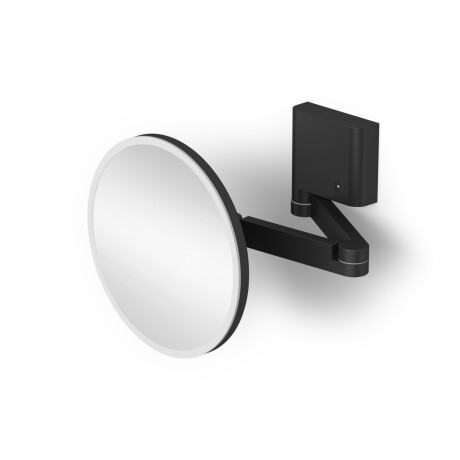 Make-upspiegel met 5x vergroting, rond, met LED-verlichting, traploze kleurregeling, kantelbaar, dubbele beweegbare arm / matzwart #1