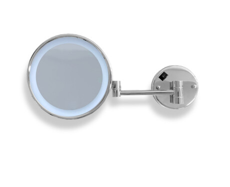 Cosmeticaspiegel met 3x vergroting, rond, LED-verlichting met neutrale kleur, kantelbaar, dubbele beweegbare arm / chroom