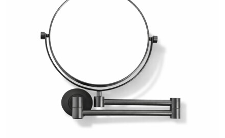 Make-upspiegel, recht / 3x vergroting, rond, kantelbaar, dubbele beweegbare arm / matzwart