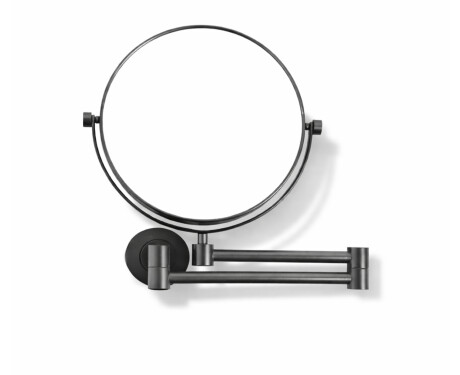 Make-upspiegel, recht / 3x vergroting, rond, kantelbaar, dubbele beweegbare arm / matzwart
