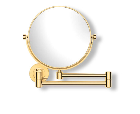 Make-upspiegel, recht / 3x vergroting, rond, kantelbaar, dubbele beweegbare arm / goudglans