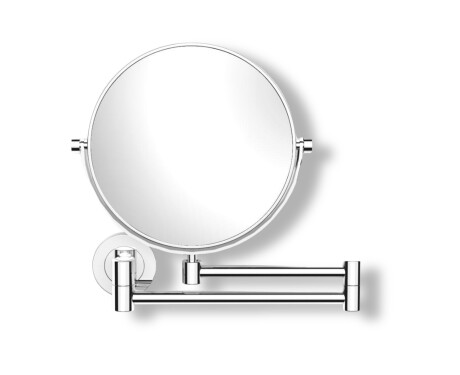 Make-upspiegel, recht / 3x vergroting, rond, kantelbaar, dubbele beweegbare arm / chroom