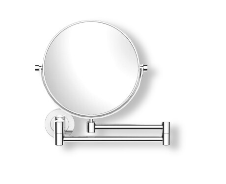 Make-upspiegel, recht / 5x vergroting, rond, kantelbaar, dubbele beweegbare arm / chroom