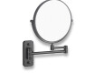 Make-upspiegel, recht / 3x vergroting, rond, kantelbaar, dubbele beweegbare arm / matzwart