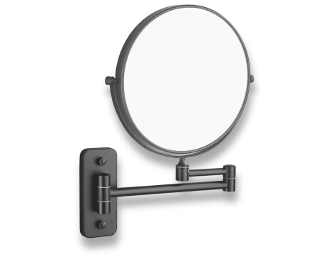Make-upspiegel, recht / 3x vergroting, rond, kantelbaar, dubbele beweegbare arm / matzwart