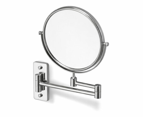 Make-upspiegel, recht / 3x vergrotend, rond, kantelbaar, dubbele beweegbare arm / chroom
