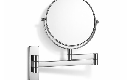 Make-upspiegel, recht / 3x vergroting, rond, kantelbaar, dubbele beweegbare arm / chroom