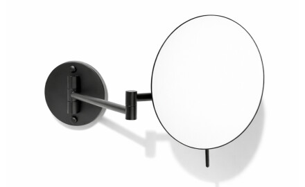 Make-upspiegel met 3x vergroting, rond, kantelbaar, dubbele beweegbare arm / matzwart