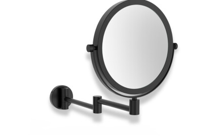 Make-upspiegel, recht / 3x vergroting, rond, kantelbaar, dubbele beweegbare arm / matzwart