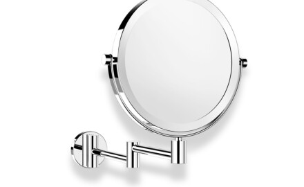 Make-upspiegel, recht / 3x vergroting, rond, kantelbaar, dubbele beweegbare arm / chroom