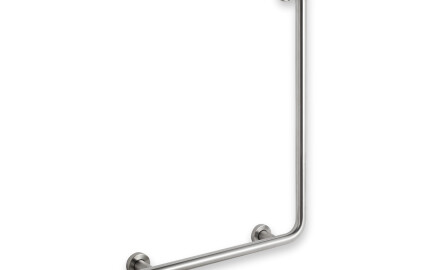 Steunleuning voor mensen met een beperking Ø32 STANDARD type L, 55 x 77 links / geborsteld roestvrij staal