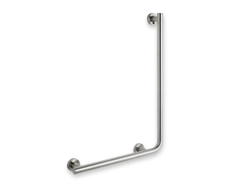 Steunleuning voor mensen met een beperking Ø32 STANDARD type L, 55 x 77 links / geborsteld roestvrij staal
