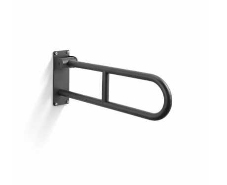 Steunleuning voor mensen met een beperking, Ø32, gebogen en kantelbaar, STANDARD - 60 cm / roestvrij staal, matzwart