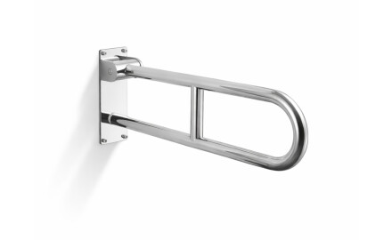 Steunleuning voor mensen met een beperking, Ø32, gebogen en kantelbaar, STANDARD - 60 cm / gepolijst roestvrij staal