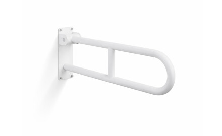 Steunleuning voor mensen met een beperking, Ø32, gebogen en kantelbaar, STANDARD - 60 cm / roestvrij staal, matwit