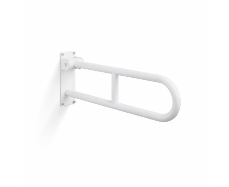 Steunleuning voor mensen met een beperking, Ø32, gebogen en kantelbaar, STANDARD - 60 cm / roestvrij staal, matwit