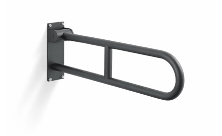 Steunleuning voor mensen met een beperking, Ø32, gebogen en kantelbaar, STANDARD - 70 cm / roestvrij staal, matzwart