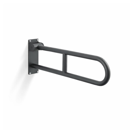 Steunleuning voor mensen met een beperking, Ø32, gebogen en kantelbaar, STANDARD - 70 cm / roestvrij staal, matzwart #1