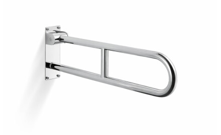 Steunleuning voor mensen met een beperking, Ø32, gebogen en kantelbaar, STANDARD - 70 cm / gepolijst roestvrij staal