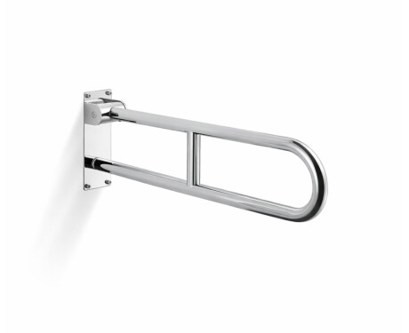 Steunleuning voor mensen met een beperking, Ø32, gebogen en kantelbaar, STANDARD - 70 cm / gepolijst roestvrij staal