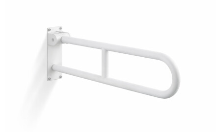Steunleuning voor mensen met een beperking, Ø32, gebogen en kantelbaar, STANDARD - 70 cm / roestvrij staal, matwit