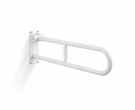 Steunleuning voor mensen met een beperking, Ø32, gebogen en kantelbaar, STANDARD - 70 cm / roestvrij staal, matwit