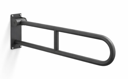 Steunleuning voor mensen met een beperking, Ø32, gebogen en kantelbaar, STANDARD - 80 cm / roestvrij staal, matzwart