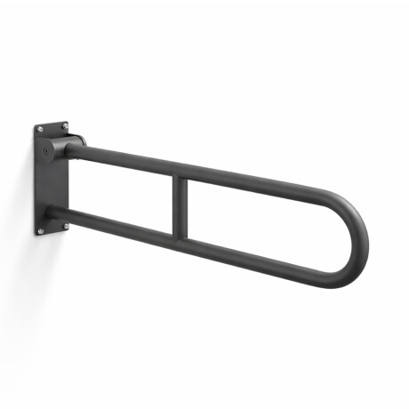 Steunleuning voor mensen met een beperking, Ø32, gebogen en kantelbaar, STANDARD - 80 cm / roestvrij staal, matzwart #1
