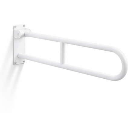 Steunleuning voor mensen met een beperking, Ø32, gebogen en kantelbaar, STANDARD - 80 cm / roestvrij staal, matwit