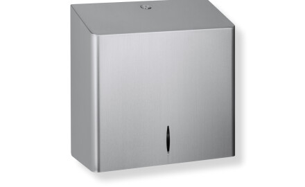 Dispenser voor V-gevouwen papieren handdoekjes (max. afmetingen papierrol: 25,5 x 11,5 x 24 cm) serie R10 / geborsteld staal