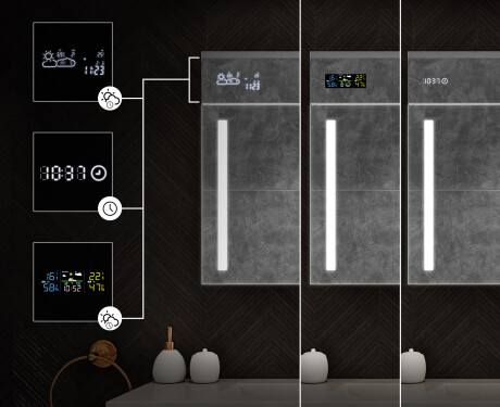 Hangende badkamerkast met LED-spiegel L02 Emily 100 x 72 cm in de kleur Oud Eiken #4