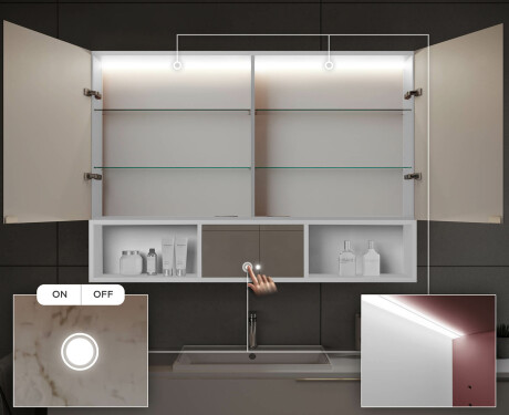 Badkamerkast met led Emma - Met 2 Deuren 100 x 72cm #5