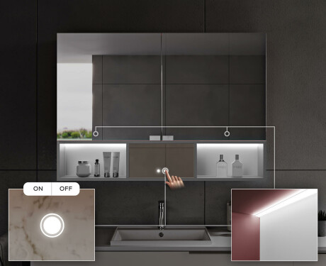 Badkamerkast met led Emma - Met 2 Deuren 100 x 72cm #6