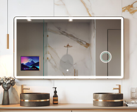 Afgeronde Moderne LED Spiegel met iPad Displine L141 Frame