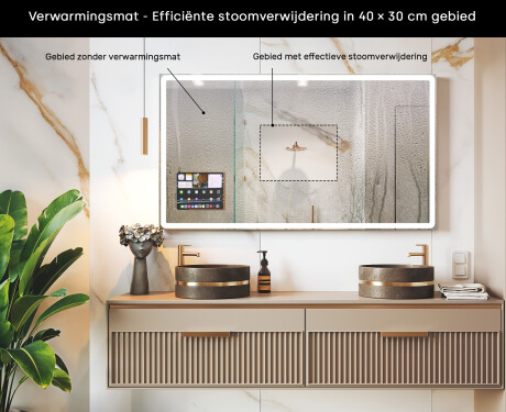 Afgeronde Moderne LED Spiegel met iPad Displine L141 Frame #7