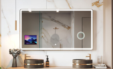Afgeronde Moderne LED Spiegel met iPad Displine L141 Frame