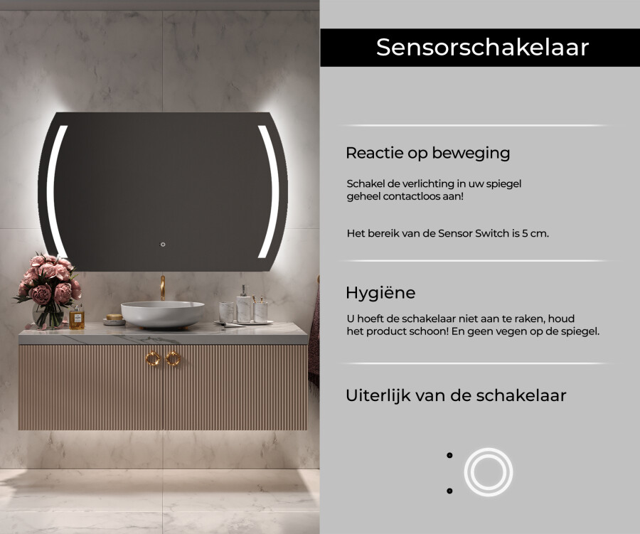 Bestudeer Azijn Walter Cunningham Artforma - Moderne badkamer spiegel met led-verlichting L67